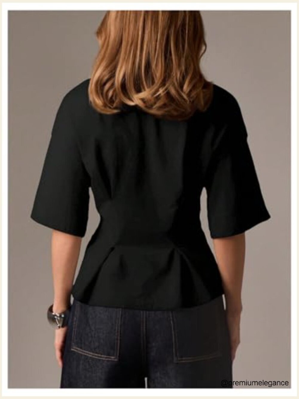 Cinched Waist Half Sleeve Crew Neck T-Shirt Peplum Top - Picture 2 of 6